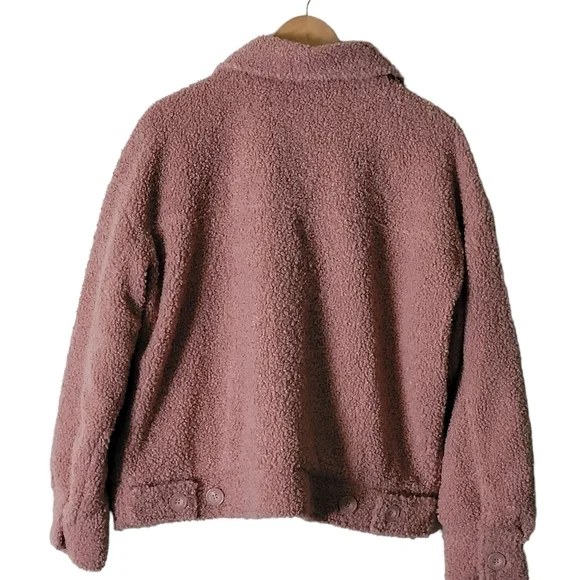 NOIZE Women's Pink Rose Miley Teddy Trucker Jacket Size M - Picture 5 of 8